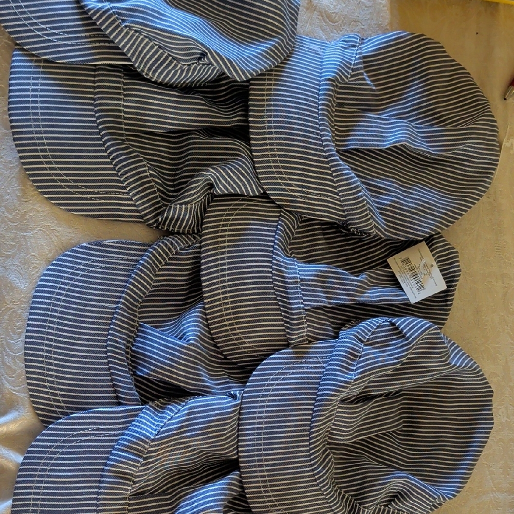 Striped Blue and White Caps
